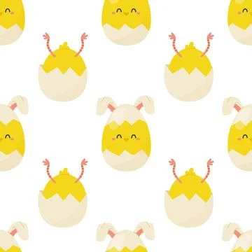 Seamless pattern easter eggs with chick shape. Vector illustration. For you.. 库存插图