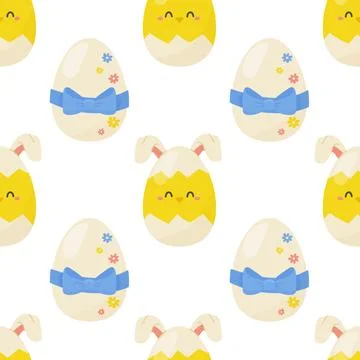 Seamless pattern easter eggs with chick shape. Vector illustration. For you.. Stock Illustration