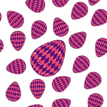 Seamless pattern with Easter eggs, cute patterned eggs with polka dots and st Stockillustratie