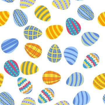 Seamless pattern with Easter eggs, cute patterned eggs with polka dots and st Stockillustratie