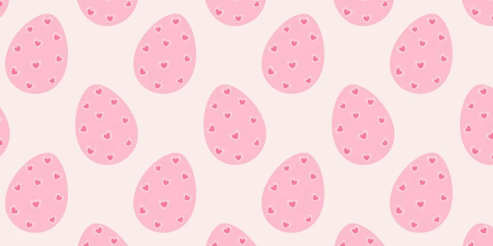 Seamless Pattern Easter Eggs decorated hearts shape pattern. Easter Thematic Stock Illustration
