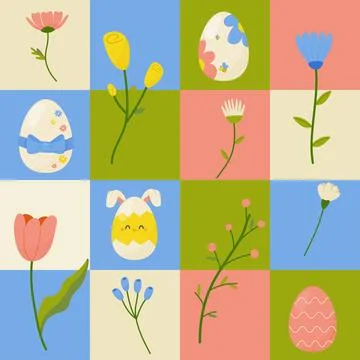Seamless pattern easter eggs with different textures. Vector illustration. .. Illustrazione stock