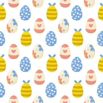 Seamless pattern easter eggs with different textures. Vector illustration. .. Stock Illustration