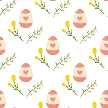 Seamless pattern easter eggs with different textures. Vector illustration. .. Stock Illustration