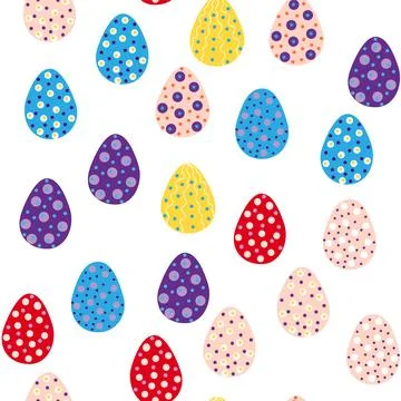 Seamless pattern with Easter eggs, Dymkovo toy design. A cute patterned egg.. イラスト素材