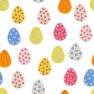 Seamless pattern with Easter eggs, Dymkovo toy design. A cute patterned egg.. Stockillustratie
