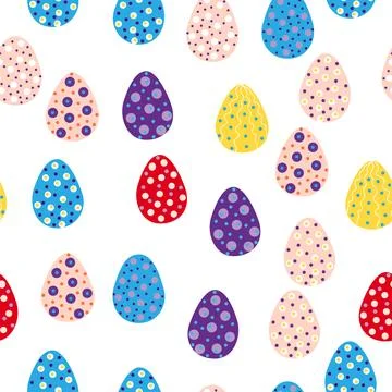 Seamless pattern with Easter eggs, Dymkovo toy design. A cute patterned egg.. イラスト素材