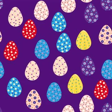 Seamless pattern with Easter eggs, Dymkovo toy design. A cute patterned egg.. イラスト素材