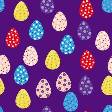 Seamless pattern with Easter eggs, Dymkovo toy design. A cute patterned eggs  Stockillustratie