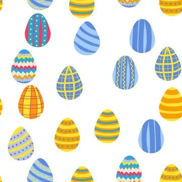 Seamless pattern with Easter eggs, Dymkovo toy design. A cute patterned egg.. イラスト素材