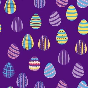 Seamless pattern with Easter eggs, Dymkovo toy design. A cute patterned egg.. イラスト素材