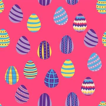 Seamless pattern with Easter eggs, Dymkovo toy design. A cute patterned egg.. イラスト素材