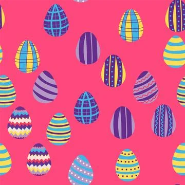 Seamless pattern with Easter eggs, Dymkovo toy design. A cute patterned eggs  イラスト素材