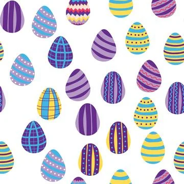 Seamless pattern with Easter eggs, Dymkovo toy design. A cute patterned eggs  イラスト素材