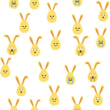 A seamless pattern with Easter eggs with emoticons and bunny ears. A vibran.. Stockillustratie