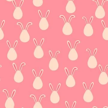 A seamless pattern with Easter eggs with emoticons and bunny ears. A vibrant  Stock Illustration