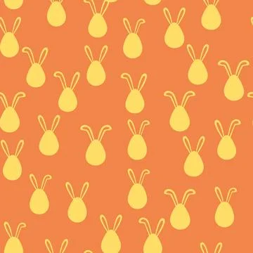 A seamless pattern with Easter eggs with emoticons and bunny ears. A vibrant  Stock Illustration