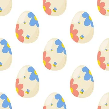 Seamless pattern easter eggs with flowers. Vector illustration. For your de.. Stock Illustration