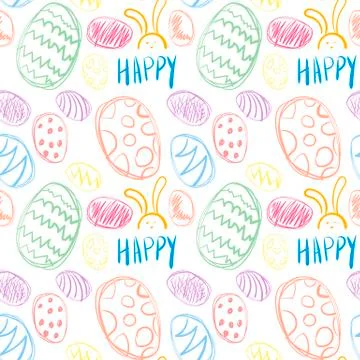 Seamless pattern of Easter eggs hand drawn icons holiday background 스톡 일러스트