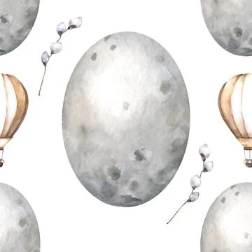 Seamless pattern with Easter eggs. Hand painting watercolor illustration Stock Illustration