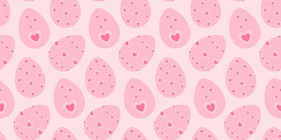 Seamless Pattern of Easter eggs with Hearts in unusually girly pink palette イラスト素材