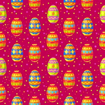 Seamless pattern with Easter eggs with an ornament. Stock Illustration