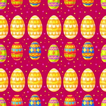 Seamless pattern with Easter eggs with an ornament. Flat illustration vector. イラスト素材