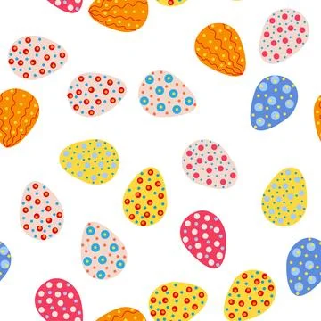 Seamless pattern with Easter eggs, outline design. A vibrant seamless backg.. イラスト素材