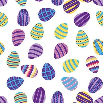 Seamless pattern with Easter eggs, outline design. A vibrant seamless backg.. イラスト素材