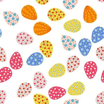 Seamless pattern with Easter eggs, outline design. A vibrant seamless backg.. イラスト素材