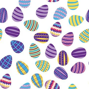 Seamless pattern with Easter eggs, outline design. A vibrant seamless backg.. Stockillustratie
