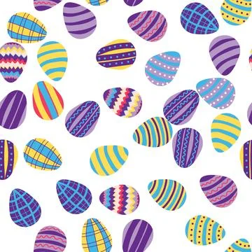 Seamless pattern with Easter eggs, outline design. A vibrant seamless backg.. イラスト素材