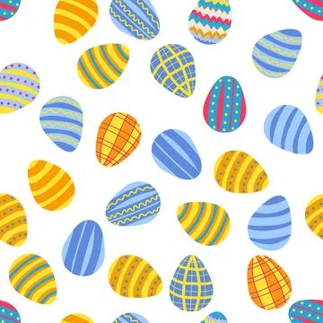 Seamless pattern with Easter eggs, outline design. A vibrant seamless backg.. イラスト素材