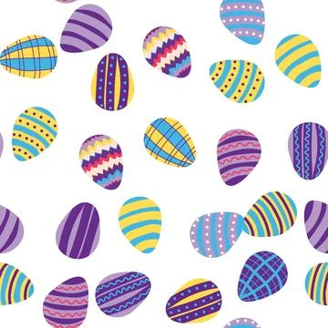 Seamless pattern with Easter eggs, outline design. A vibrant seamless backg.. イラスト素材