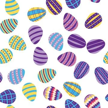 Seamless pattern with Easter eggs, outline design. A vibrant seamless backg.. イラスト素材