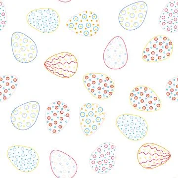 Seamless pattern with Easter eggs, outline design. A vibrant seamless backgro イラスト素材