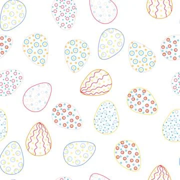 Seamless pattern with Easter eggs, outline design. A vibrant seamless backg.. イラスト素材