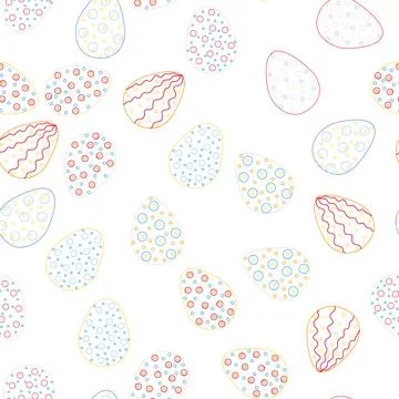 Seamless pattern with Easter eggs, outline design. A vibrant seamless backgro イラスト素材