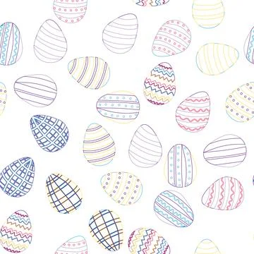 Seamless pattern with Easter eggs, outline design. A vibrant seamless backgro イラスト素材