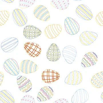 Seamless pattern with Easter eggs, outline design. A vibrant seamless backgro Stock Illustration