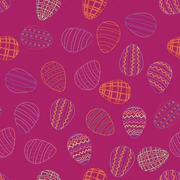 Seamless pattern with Easter eggs, outline design. A vibrant seamless backgro イラスト素材