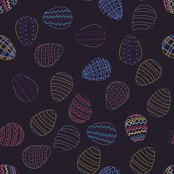 Seamless pattern with Easter eggs, outline design. A vibrant seamless backg.. イラスト素材
