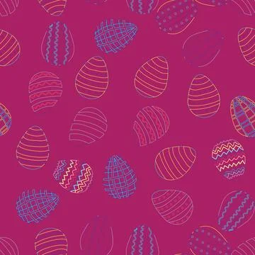 Seamless pattern with Easter eggs, outline design. A vibrant seamless backgro Stock Illustration