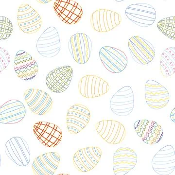 Seamless pattern with Easter eggs, outline design. A vibrant seamless backgro Stockillustratie
