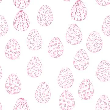 Seamless pattern with Easter eggs, outline design. A vibrant seamless backg.. Stock Illustration