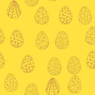 Seamless pattern with Easter eggs, outline design. A vibrant seamless backg.. Stockillustratie