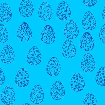 Seamless pattern with Easter eggs, outline design. A vibrant seamless backg.. イラスト素材