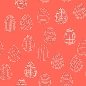 Seamless pattern with Easter eggs, outline design. A vibrant seamless backg.. イラスト素材