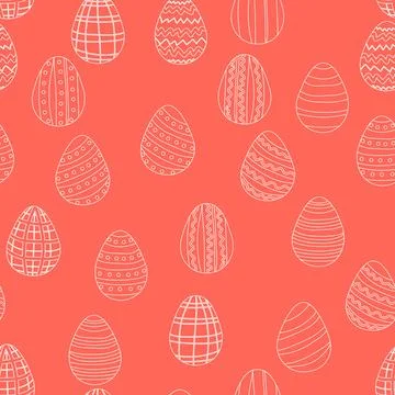 Seamless pattern with Easter eggs, outline design. A vibrant cute patterned e Illustrazione stock