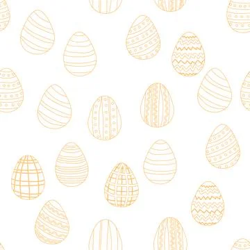 Seamless pattern with Easter eggs, outline design. A vibrant cute patterned e イラスト素材
